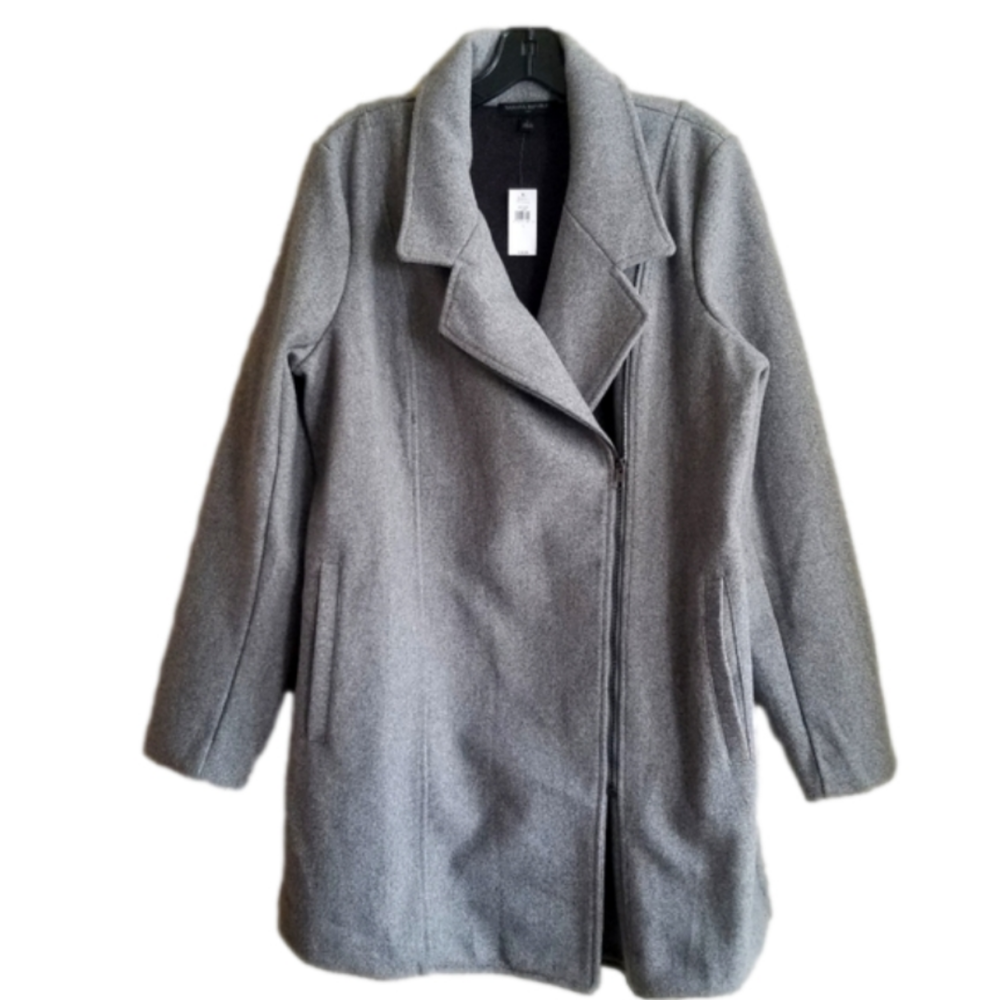 Banana Republic Factory Melton Zipper Long Line Grey Winter Jacket Size L